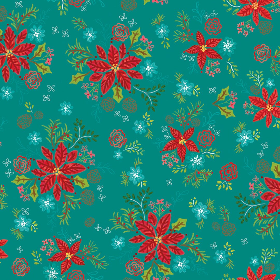 Snowed in Floral Teal by Heather Peterson for Riley Blake Designs - Etsy