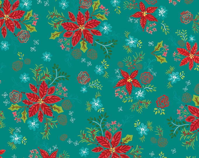 Snowed in Floral Teal by Heather Peterson for Riley Blake | Etsy
