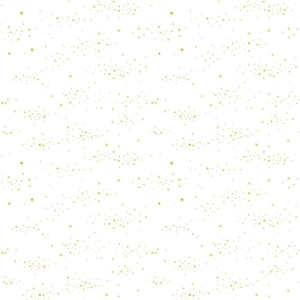 May include: A repeating pattern on a white background, featuring numerous small, golden stars and star clusters. The stars are of varying sizes and are spread across the surface, creating a celestial or starry effect. The design is simple and elegant.