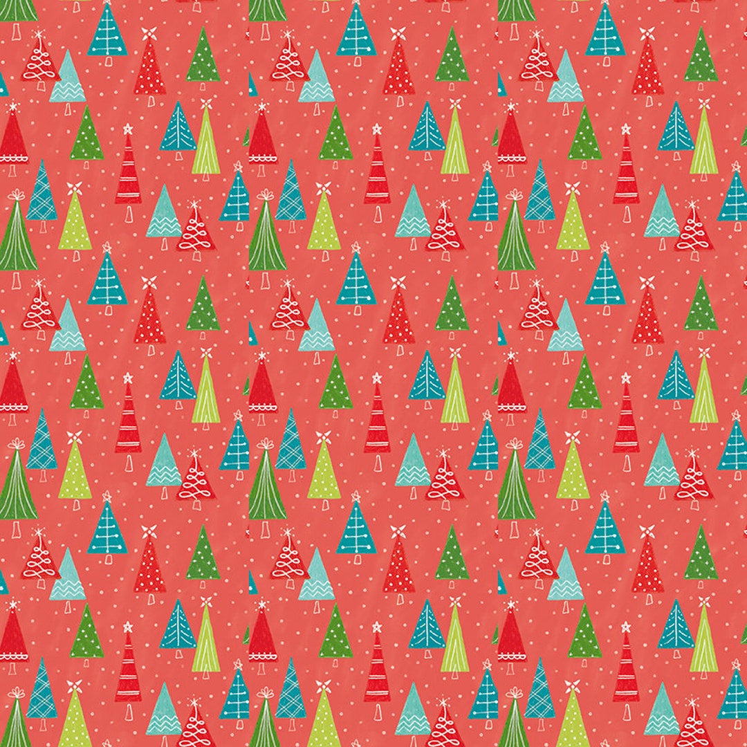 Snowed In Trees Coral by Heather Peterson for Riley Blake Designs ...
