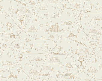 Road to Round Top - Village Lane Print - by Elizabeth Chappell for Art Gallery Fabrics