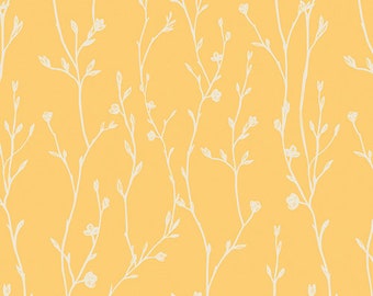 Spring Equinox Collection - Growing Buds Sunshine Print - by Katie O'Shea for Art Gallery Fabrics