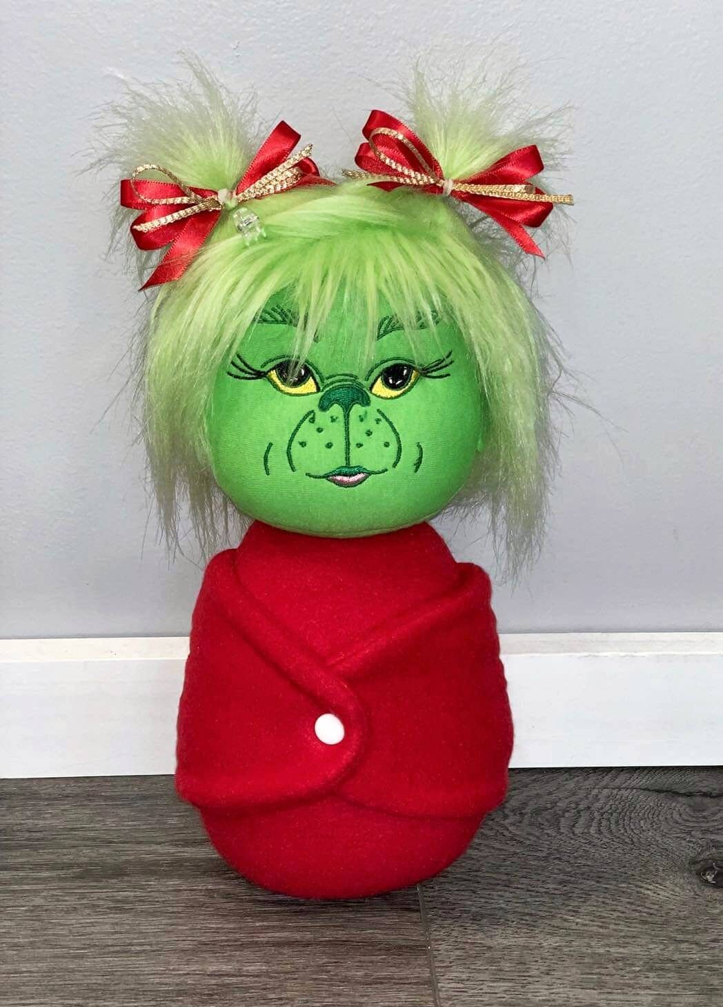 Grinch Inspired Swaddle Baby Christmas Doll Christmas Gift Etsy