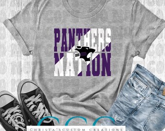 Panthers Nation PNG | Purple Black Mascot Pride Design | Transparent Background Digital Download