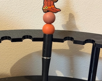 Western Cowboy Boot Beaded Pen | Handmade Refillable Ink Pen | Cowgirl Desk Accessory