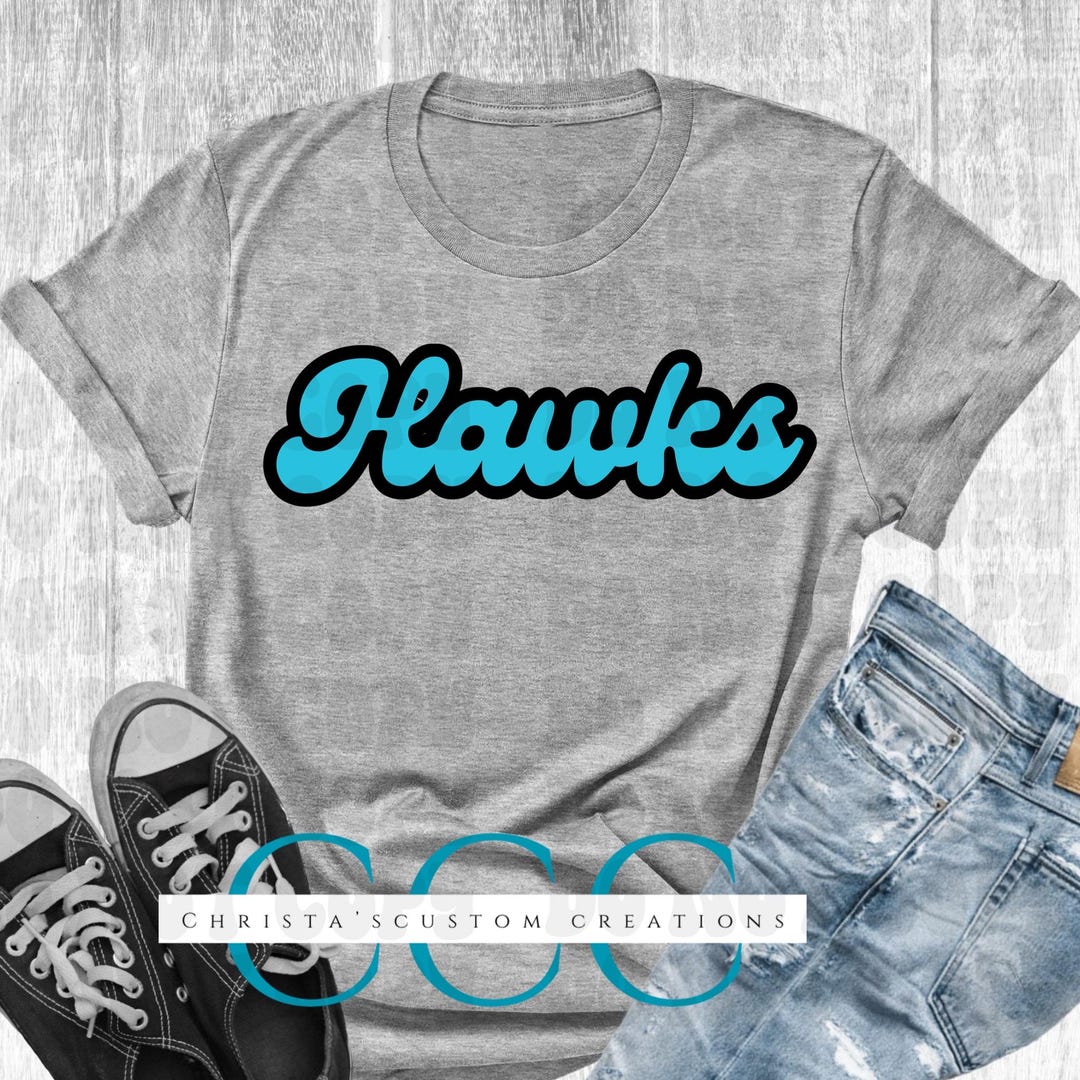 Hawks Retro Script PNG: Blue & Black Team Spirit Design (digital ...