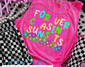 Retro Sunset PNG - Groovy Floral Sommer Sublimationsdesign (Digitaler Download)