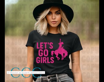 Cowgirl Glitter PNG: Let's Go Girls, Bucking Horse (Digital Download)