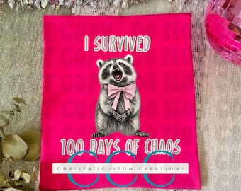 100 Tage Schule Waschbär PNG Datei (Digital Download)