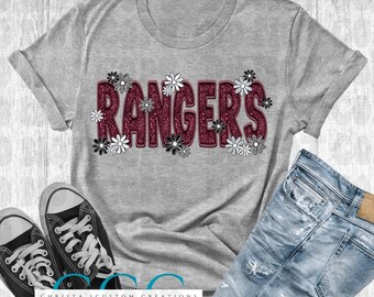 rangers faux glitter kastanienbraun floral png Schulgeist rangers