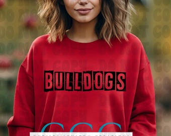 Bulldogs Grunge PNG: Beunruhigt Maskottchen Design, Spirit Shirt (Digitaler Download