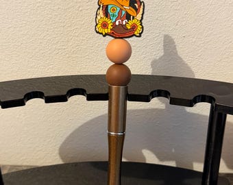 Western Cowgirl Sunflower Beaded Pen | Refillable Ballpoint Desk Accessory