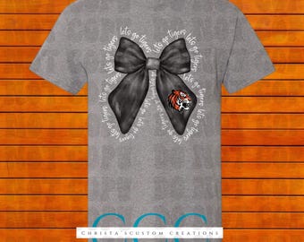 Let’s go Tigers black coquette bow png school spirit tigers