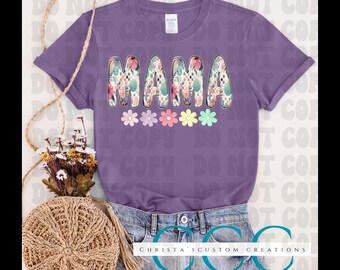Mama Floral PNG: Retro Pastell Blumen Buchstaben (Digitaler Download)