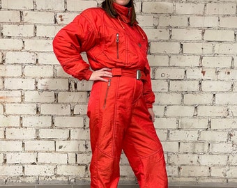 Ski Overall / Maier Ski Suit / Ski Wear / Snowboard Overall / Winter Suit / Snowboard Uniform / Size 40 / L / Red Color / Gift for Her