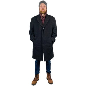 Winter Men&#39;s Coat, Vintage Wool Coat, Men&#39;s Coat by Commander, Dark Grey Coat, Medium Length Coat, Classic Overcoat, Formal Event Coat, Gift