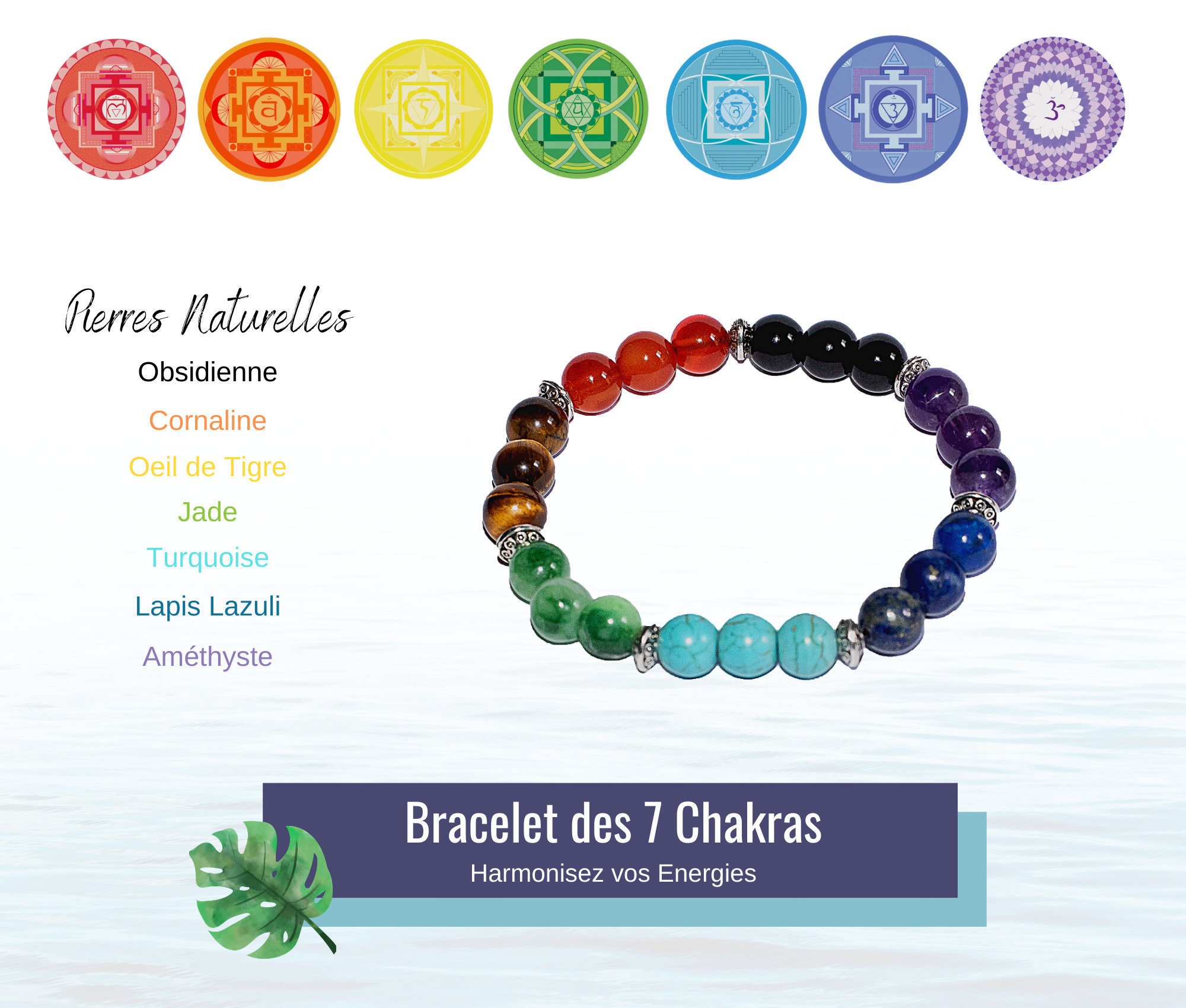 Real Bracelet Of Harmonization Of The 7 Chakras Etsy Real Bracelet Of Harmonization Of The 7 Chakras Etsy