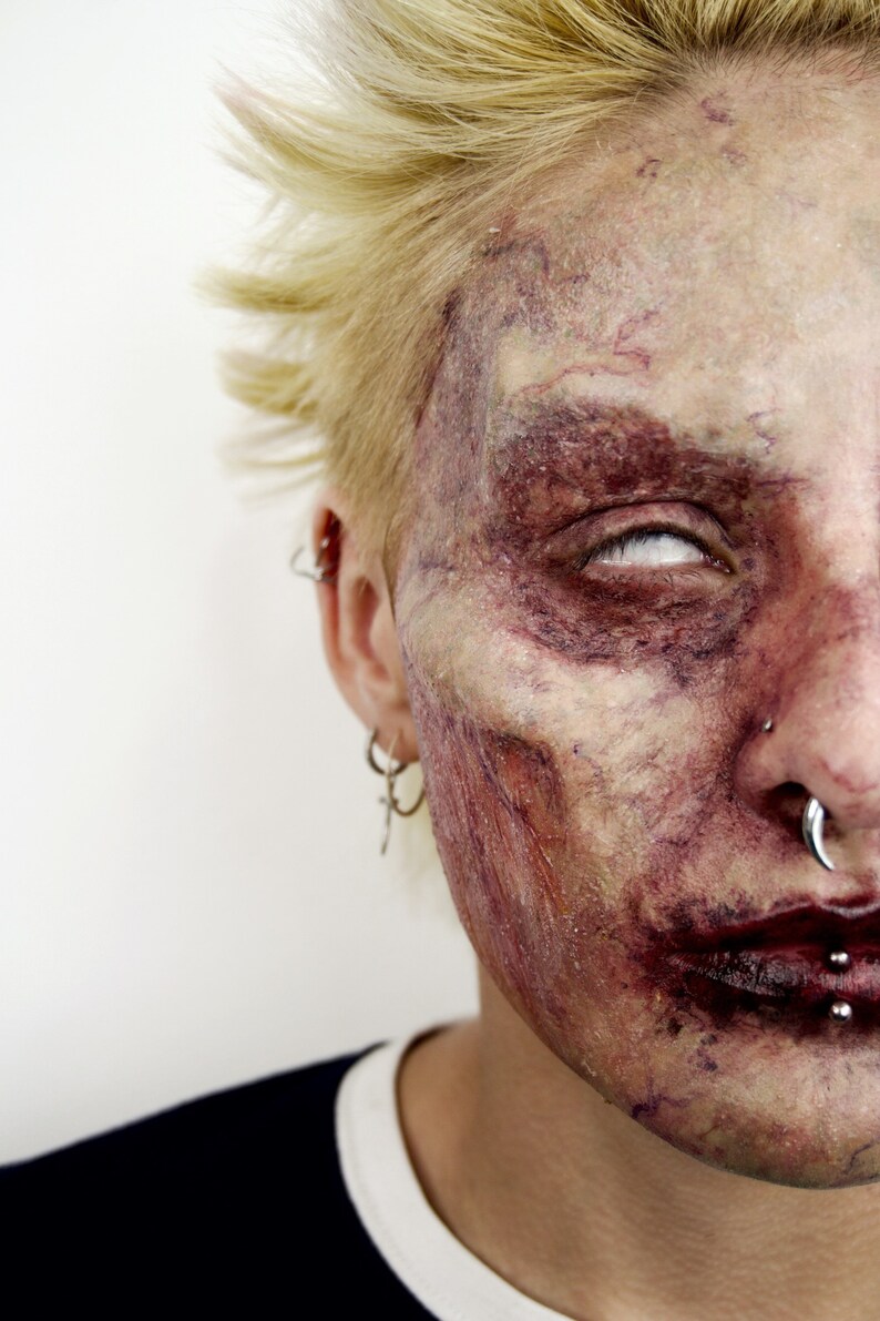 Set de prótesis de silicona para zombis - Maquillaje de efectos especiales para Halloween imagen 6