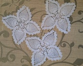 3 butterfly doilies, crocheted doilies, junk journal embellishments, scrap book embellishments, white cotton doilies, bulk lot of doilies