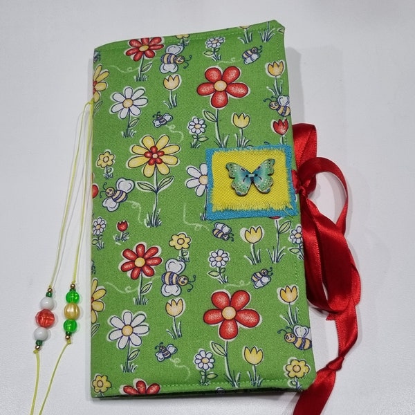 Unembellished Bee & Daisy Fabric Journal -  includes a pack of goodies to embellish your journal