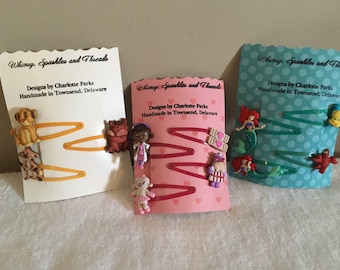 Precious Set of Disney Elastic Hair Ties Or Snaps- Your choice of Lion King, Doc MCSTUFFINS, or ARIEL