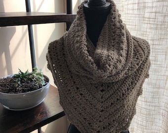 Hand-crocheted PUFF N PICOTS Bandana Cowl Neck Scarf