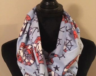 Ladies' Disney "Ships Ahoy!" Nautical Themed Mickey and Minnie Mouse Infinity Scarf