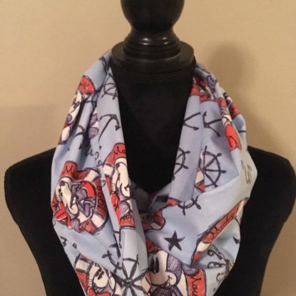 Ladies' Disney "Ships Ahoy!" Nautical Themed Mickey and Minnie Mouse Infinity Scarf