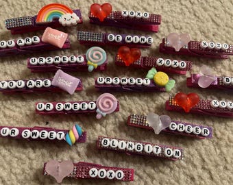 Spirit Cheer Pins— Handmade Glitter Spirit Pins Good Luck Pins Pin Me Cheer Competition Pins -25 CT BUNDLE