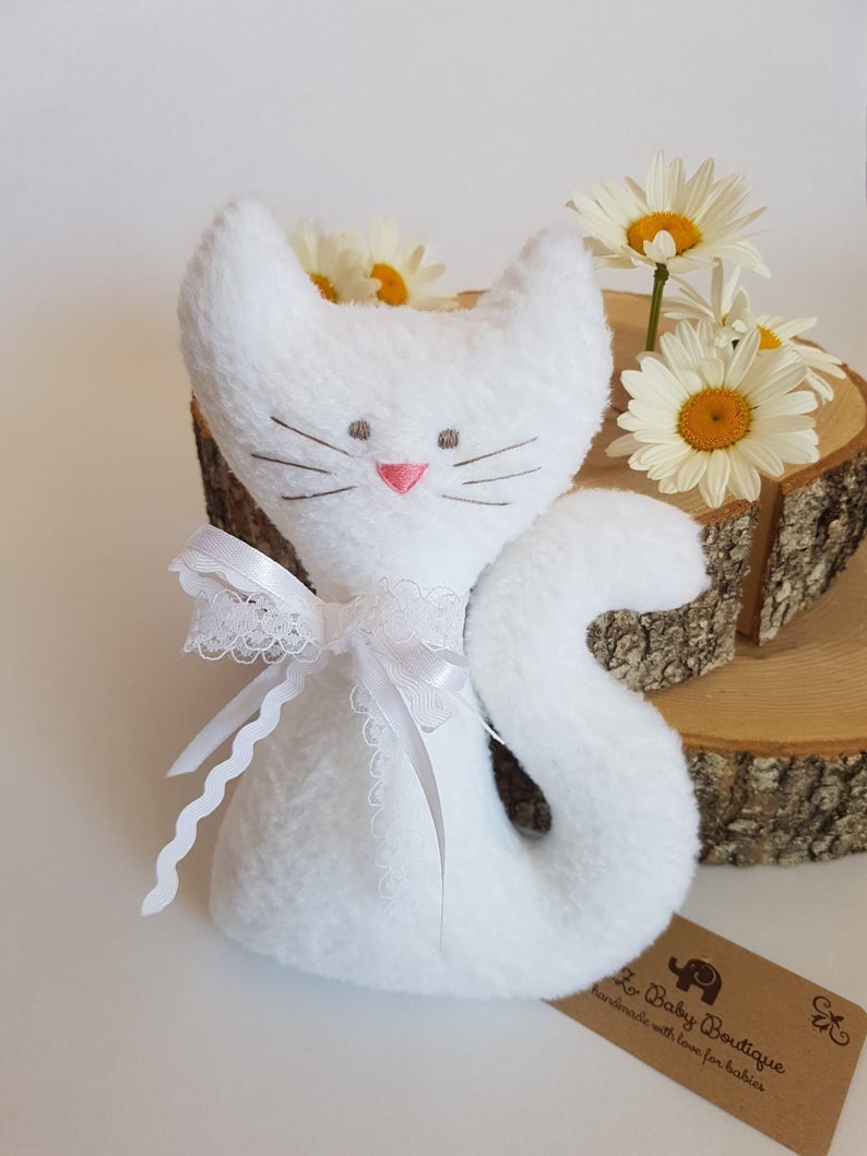 Kitty cats Baby doll Gift for cat lover Kids room decor White cat Embroidered cat Beautiful cat Gift for little girl wedding Animal toys