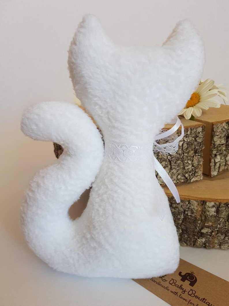 Kitty cats Baby doll Gift for cat lover Kids room decor White cat Embroidered cat Beautiful cat Gift for little girl wedding Animal toys