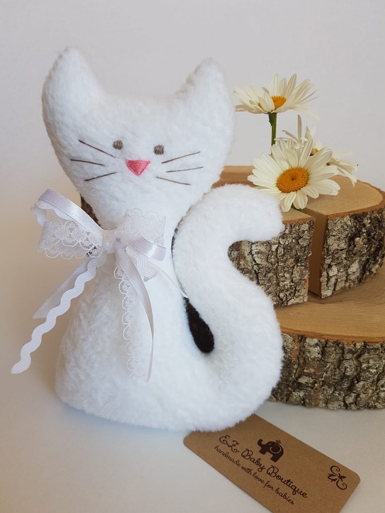 Kitty cats Baby doll Gift for cat lover Kids room decor White cat Embroidered cat Beautiful cat Gift for little girl wedding Animal toys