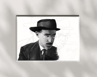 Fernando Pessoa, fine art, A4 print, portrait, poeta, portugal, poet black and white