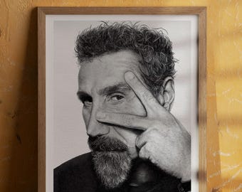 Serj Tankian print: portrait, system of a down, music, decoration, black and white