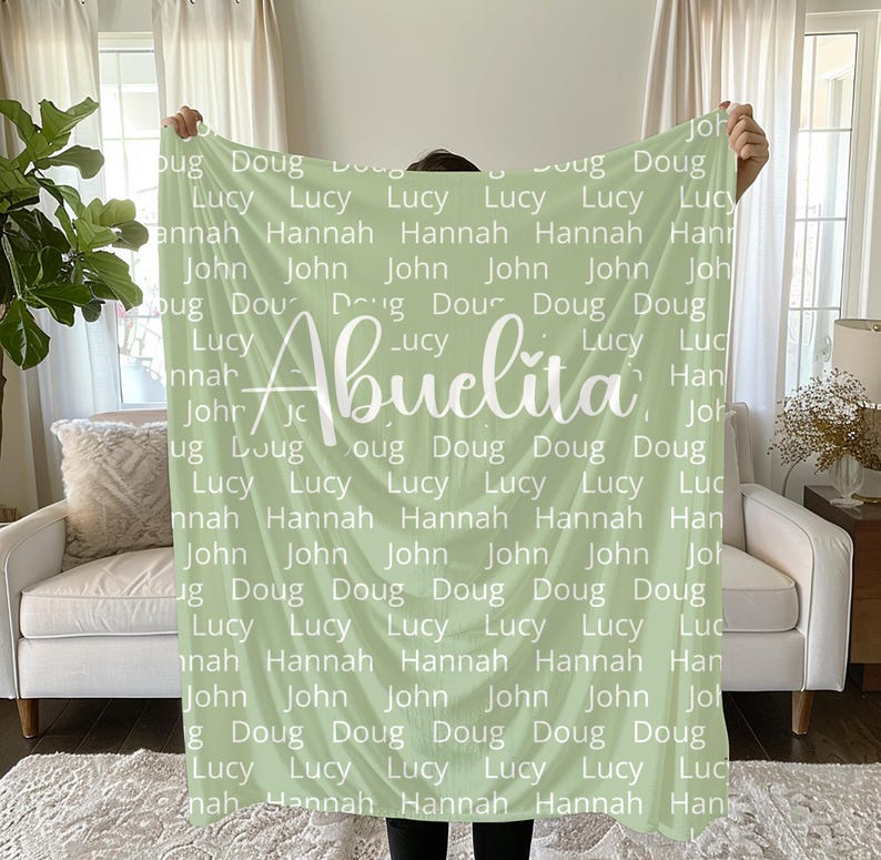 Custom Blankets for Grandma Personalized With Grandchildren's Name