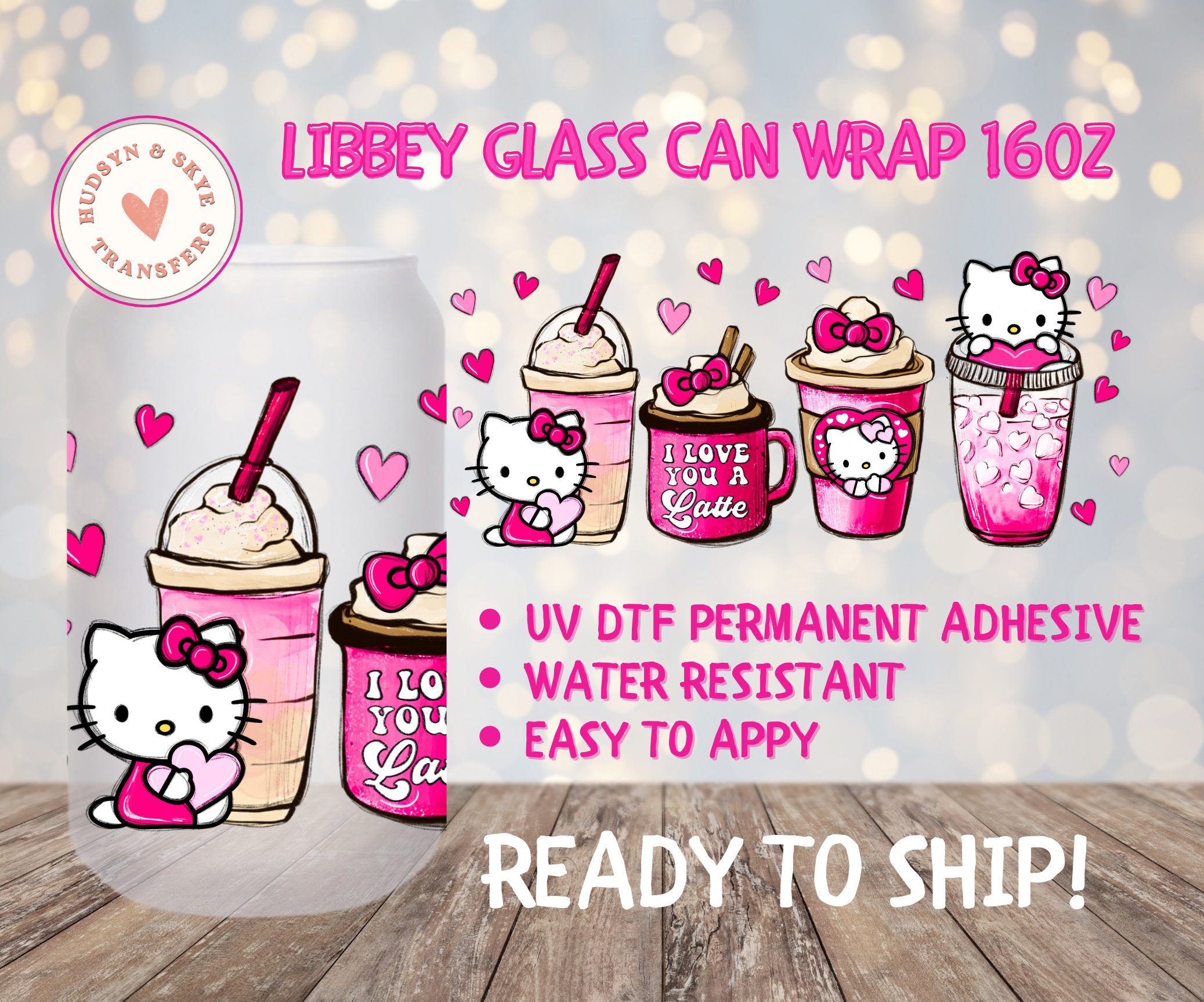 UV DTF Cup Wrap Transfer Sticker for Glass Coffee Cups,5 Sheets of Mixed Style UV DTF Transfer Sticker for 16oz Libbey Glass Cups,DIY Waterproof Clear