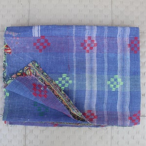 Edredones indios Kantha, mantas y cubrecamas Kantha, decoración del hogar Boho Vintage Kantha, edredón Kantha de algodón reversible hecho a mano