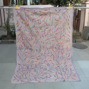 Suzani Vintage Kantha quilt: Soft Cotton Blanket & Throw - Colorful Kantha Bedding Quilt