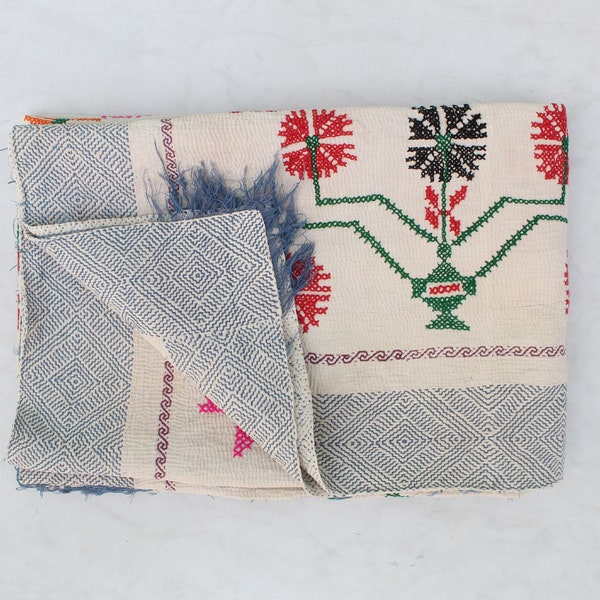 Handmade Indian Nakshi Kantha Antique Multi Royal Bedding Organic Cotton Handmade vintage kantha Quilt Exclusively Heavy Kantha