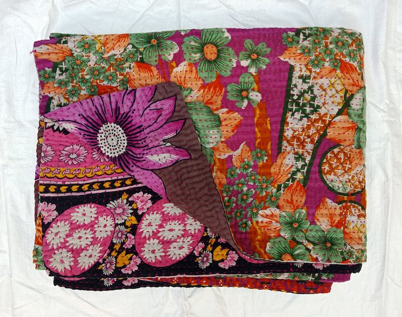 Vintage Kantha Master Rare Piece Rug Throw Heavy Unique Old Boho Bohemian Indian Hand stitched Antique Wall Hanging Quilt