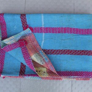 Hand Embroidered Vintage Kantha Quilt: Bohemian Twin Bedding