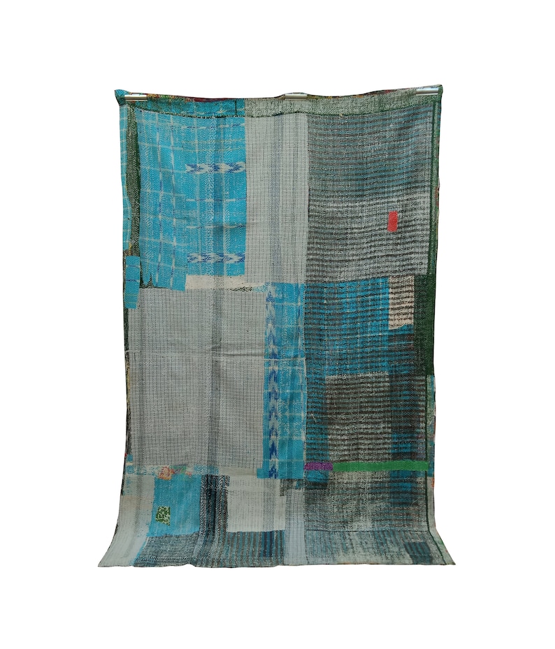 Stunning Amazing Vintage Kantha Master Rare Piece Rug Throw Heavy Unique Old Boho Bohemian Indian Hand stitched Antique Wall Hanging Quilt