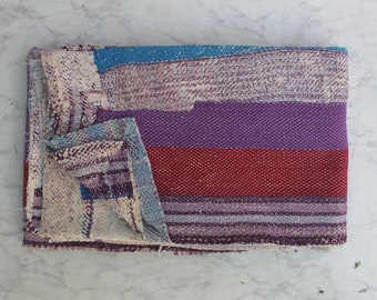 Patchwork Vintage Kantha Quilt: Hand-Stitched Cotton Throw Blanket