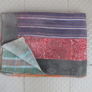 One of a Kind Vintage Kantha Quilt - Bohemian Style Throw & Blanket, Handmade Indian Cotton Beding, Bengal Kantha Quilt Fbric
