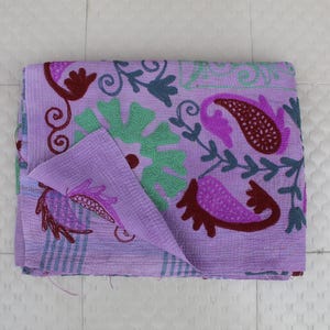 Exclusive Indigo suzani Vintage Kantha quilt, Handmade Bedding Blankets and Throw for Home Decor