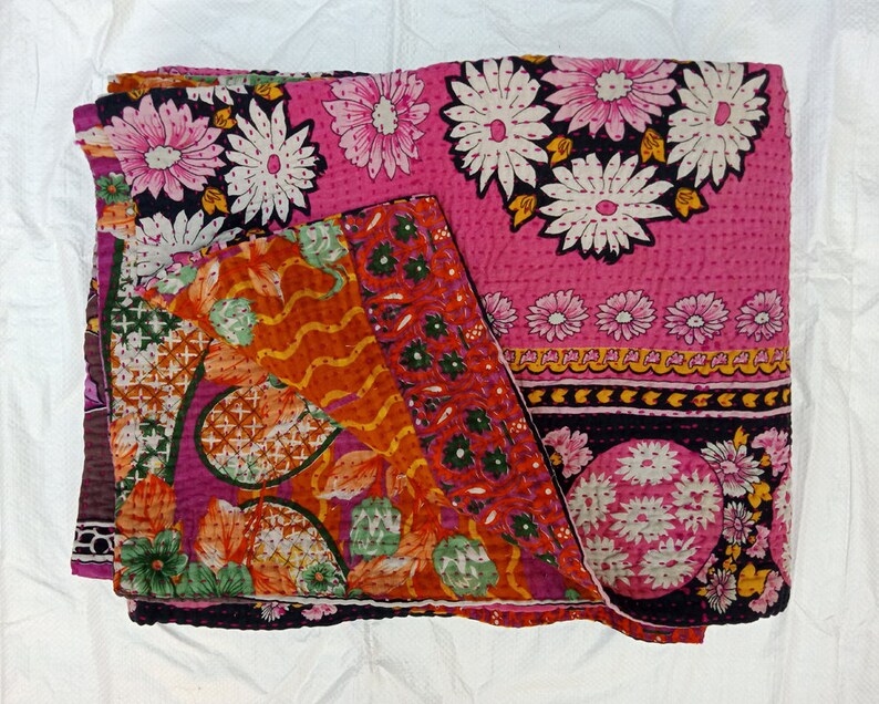 Vintage Kantha Master Rare Piece Rug Throw Heavy Unique Old Boho Bohemian Indian Hand stitched Antique Wall Hanging Quilt