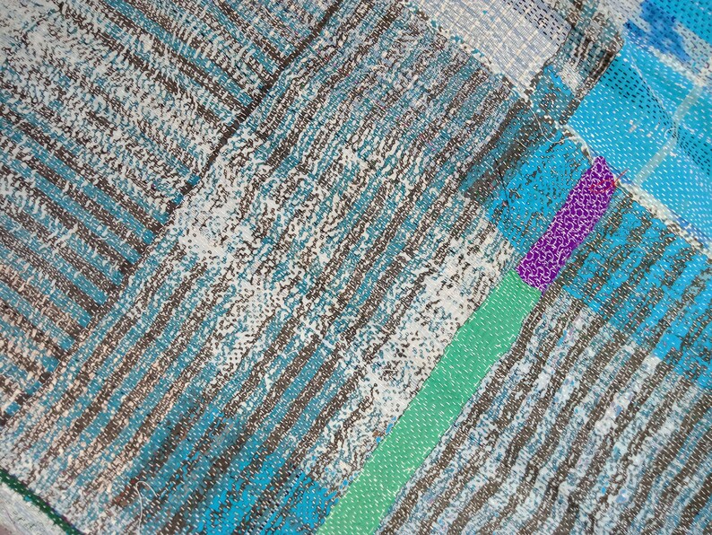 Stunning Amazing Vintage Kantha Master Rare Piece Rug Throw Heavy Unique Old Boho Bohemian Indian Hand stitched Antique Wall Hanging Quilt