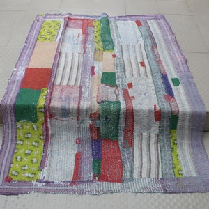 Vintage Kantha Quilt: Patchwork Throw Blanket, Indian Textile Art