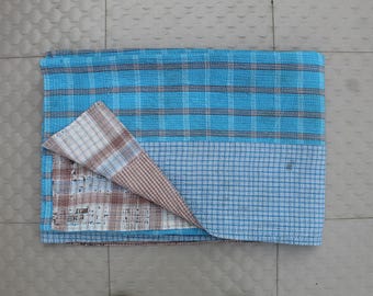 Vintage Kantha Quilt | Handmade Patchwork Throw, Boho Bedding (48x72 Inches)