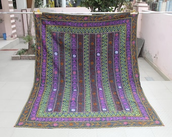 Edredón Kantha vintage: manta india reversible cosida a mano